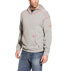 Ariat Work FR Sweatshirts: FR Polartec 10014867 Water-Resistant Men's Heather Grey Hoodie