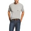 Ariat Rebar Shirts: Men's 10019131 Heather Grey Workman Short Sleeve T-Shirt -Work Attire Shop 10019131 front