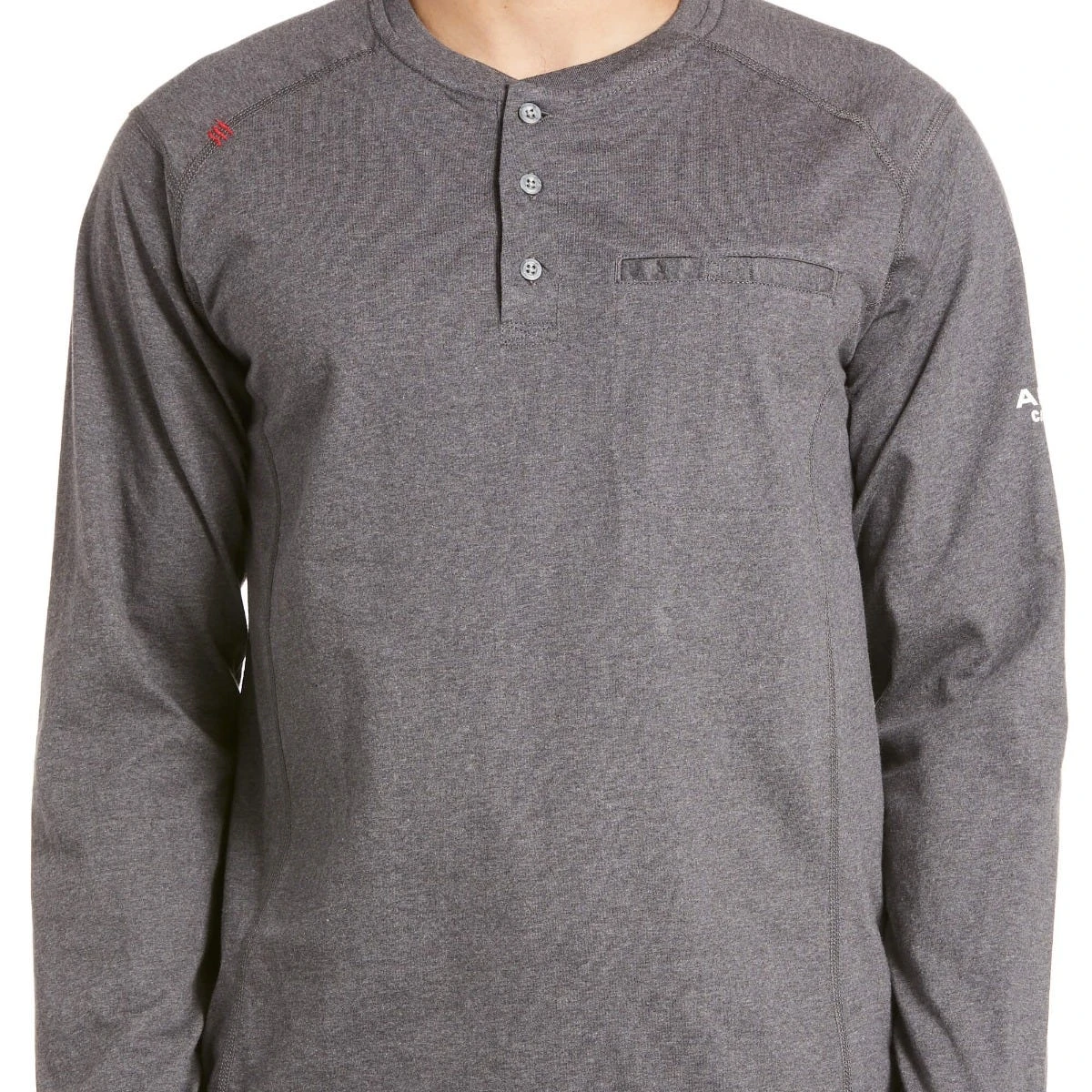 Ariat FR Shirts: Men's 10027889 Charcoal Heather Air Henley Shirt 4 Ariat FR Shirts: Men's 10027889 Charcoal Heather Air Henley Shirt - Image 2