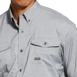 Ariat Rebar Shirts: Men's 10031024 Charcoal VentTEK DuraStretch Tough Work Shirt 7 Ariat Rebar Shirts: Men's 10031024 Charcoal VentTEK DuraStretch Tough Work Shirt -Work Attire Shop 10031024 detail02