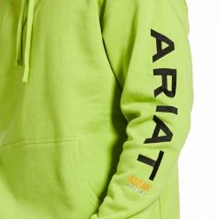 Ariat Rebar Sweatshirts: Men's 10032994 Lime Heather/ Black Rebar Graphic Hoodie -Work Attire Shop 10032994 01