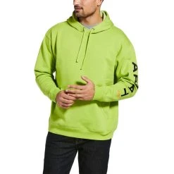 Ariat Rebar Sweatshirts: Men's 10032994 Lime Heather/ Black Rebar Graphic Hoodie