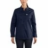 Carhartt FR Women's Shirt: 102459 410 Dark Navy Twill Shirt -Work Attire Shop 102459 410