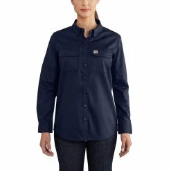 Carhartt FR Women's Shirt: 102459 410 Dark Navy Twill Shirt