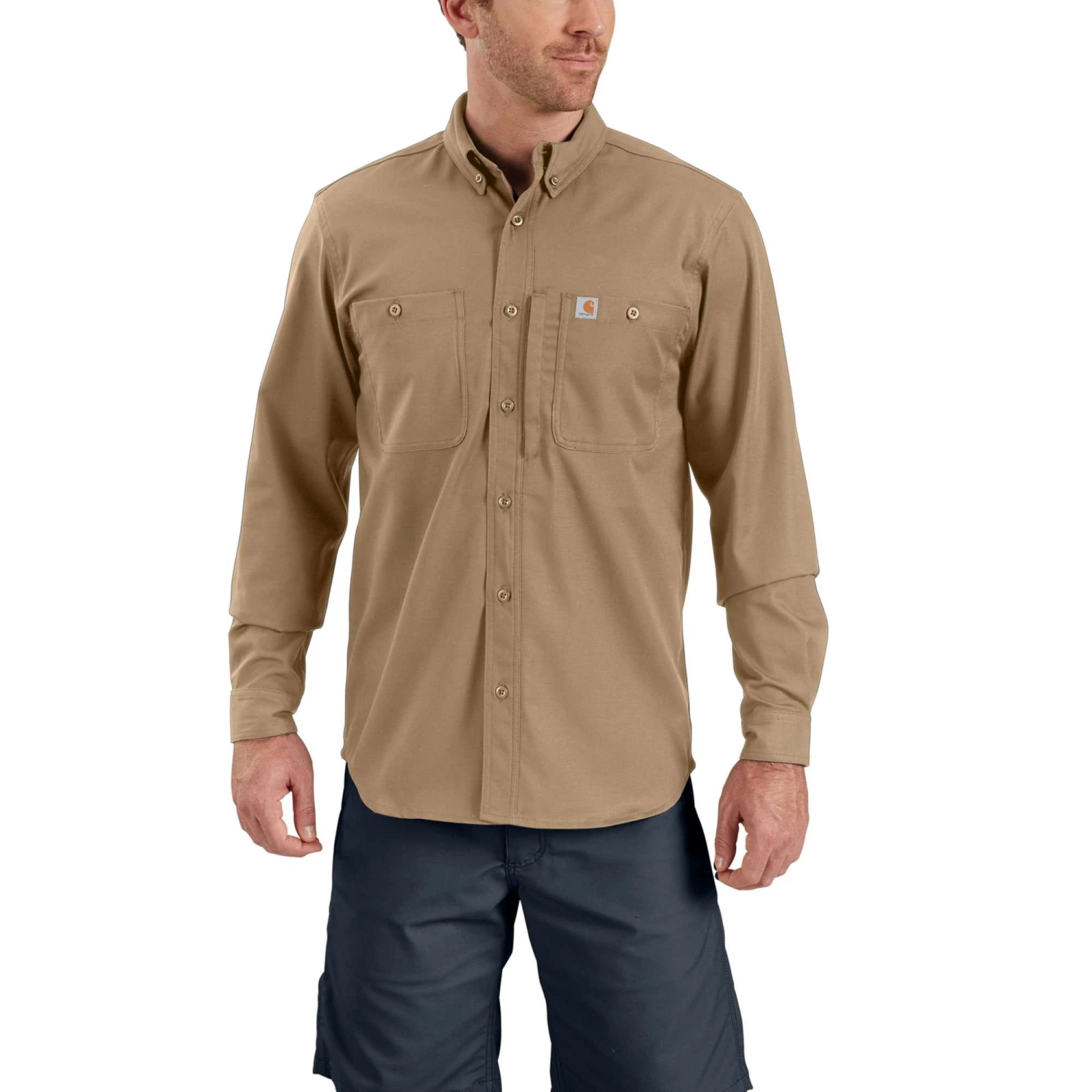 Carhartt Shirt Men's: 102538 253 Dark Khaki Long Sleeve Rugged Professional 3 Carhartt Shirt Men's: 102538 253 Dark Khaki Long Sleeve Rugged Professional