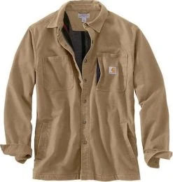 Carhartt Shirts: Men's 102851 253 Dark Khaki Relaxed Fit Canvas Shirt Jacket