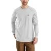 Carhartt FR Shirts: Men's 102904 051 Light Grey Flame-Resistant Force Long-Sleeve T-Shirt -Work Attire Shop 102904 051 ms22 b v2