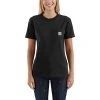 Carhartt Women's Shirt: WK87 103067 001 Black Short Sleeve Pocket Loose Fit Tshirt 2 Carhartt Women's Shirt: WK87 103067 001 Black Short Sleeve Pocket Loose Fit Tshirt -Work Attire Shop 103067001