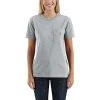 Carhartt Women's Shirt: WK87 103067 034 Heather Grey Short Sleeve Pocket Loose Fit Tshirt -Work Attire Shop 103067034