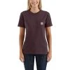Carhartt Women's Shirt: WK87 103067 643 Deep Wine Short Sleeve Loose Fit Pocket Tshirt -Work Attire Shop 103067643 wf18