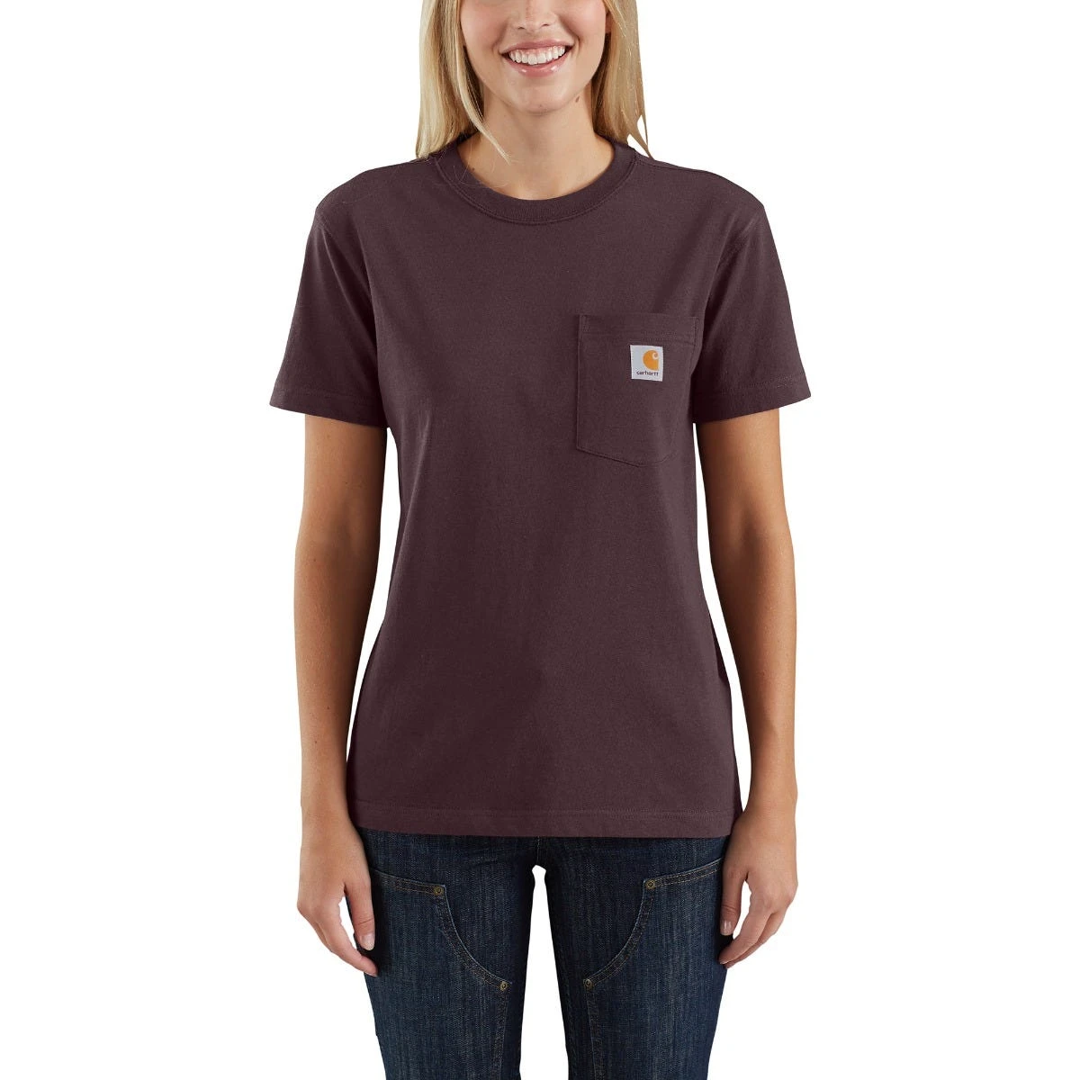 Carhartt Women's Shirt: WK87 103067 643 Deep Wine Short Sleeve Loose Fit Pocket Tshirt 3 Carhartt Women's Shirt: WK87 103067 643 Deep Wine Short Sleeve Loose Fit Pocket Tshirt