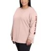 Carhartt Shirts: Women's 103401 P15 Ash Rose Loose Fit Heavyweight Long Sleeve Graphic T-Shirt 1 Carhartt Shirts: Women's 103401 P15 Ash Rose Loose Fit Heavyweight Long Sleeve Graphic T-Shirt -Work Attire Shop 103401 p15 wf21 b