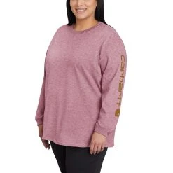 Carhartt Shirts: Women's 103401 V55 Foxglove Snow Heather Loose Fit Heavy Weight Long Sleeve Graphic T-Shirt -Work Attire Shop 103401 v55 ws23p b