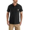 Carhartt Force Shirts: Men's 103569 001 Black Force Cotton Delmont Pocket Polo 1 Carhartt Force Shirts: Men's 103569 001 Black Force Cotton Delmont Pocket Polo -Work Attire Shop 103569 001