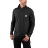 Carhartt Force Shirt: Men's 104255 N04 Black Midweight Relaxed Fit Long Sleeve 1/4 Zip Pocket T-Shirt -Work Attire Shop 104255n04