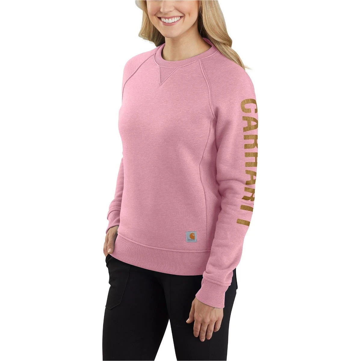 Carhartt Sweatshirts: Women's 104410 V48 Foxglove Heather Crewneck Relaxed Fit Graphic Sweatshirt 3 Carhartt Sweatshirts: Women's 104410 V48 Foxglove Heather Crewneck Relaxed Fit Graphic Sweatshirt