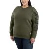 Carhartt Sweatshirts: Women's 104410 G73 Basil Heather Crewneck Relaxed Fit Graphic Sweatshirt -Work Attire Shop 104410 g73 wf21p b