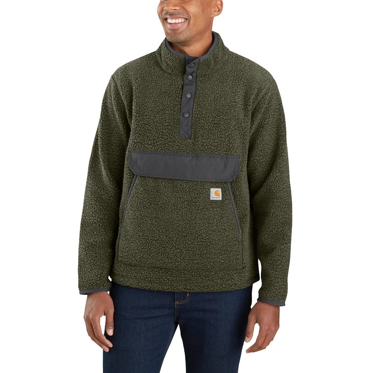 Carhartt Sweatshirts: Men's 104991 G73 Basil Heather Relaxed Fit Fleece Pullover Sweatshirt 3 Carhartt Sweatshirts: Men's 104991 G73 Basil Heather Relaxed Fit Fleece Pullover Sweatshirt