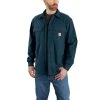 Carhartt Shirts: Men's 105419 H69 Night Blue Rugged Flex Canvas Fleece-Lined Shirt Jacket -Work Attire Shop 105419 h69 mf22 b