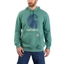Carhartt Sweatshirts: Men's 105431 L05 Slate Green Heather Defender Loose Fit “C” Logo Graphic Sweatshirt 6 Carhartt Sweatshirts: Men's 105431 L05 Slate Green Heather Defender Loose Fit “C” Logo Graphic Sweatshirt -Work Attire Shop 105431 l05 mf22 b 1