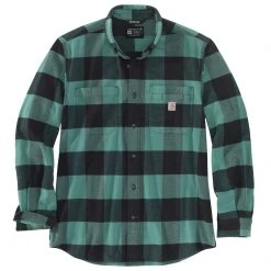 Carhartt Shirts: Men's 105432 L04 Slate Green Midweight Rugged Flex Relaxed Fit Flannel Shirt