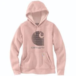 Carhartt Sweatshirts: Women's 105636 P15 Ash Rose Rain Defender Relaxed Fit āCā Logo Graphic Sweatshirt