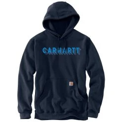 Carhartt Sweatshirts: Men's 105944 472 New Navy Rain Defender Loose Fit Logo Graphic Sweatshirt