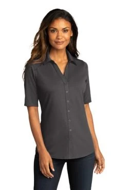 Port Authority Shirts: Women's LK682 GPH Graphite City Stretch Top