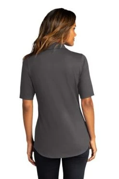Port Authority Shirts: Women's LK682 GPH Graphite City Stretch Top -Work Attire Shop 10863 graphite 2 lk682graphitemodelback 337w