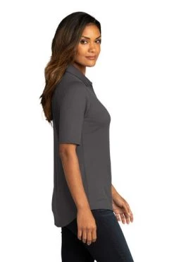 Port Authority Shirts: Women's LK682 GPH Graphite City Stretch Top -Work Attire Shop 10863 graphite 3 lk682graphitemodelside 337w