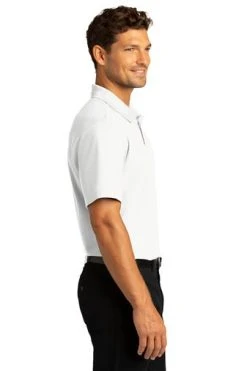 Port Authority Shirts: Men's K810 WHT White SuperPro React Polo Shirt -Work Attire Shop 10871 white 3 k810whitemodelside 337w