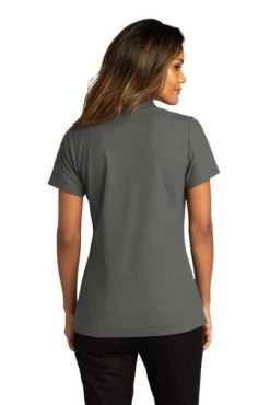 Port Authority Shirts: Women's LK810 SGY Storm Grey SuperPro React Polo Shirt -Work Attire Shop 10874 stormgrey 2 lk810stormgreymodelback 337w