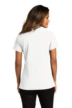 Port Authority Shirts: Women's LK810 WHT White SuperPro React Polo Shirt -Work Attire Shop 10874 white 2 lk810whitemodelback 337w