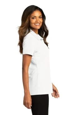 Port Authority Shirts: Women's LK810 WHT White SuperPro React Polo Shirt -Work Attire Shop 10874 white 3 lk810whitemodelside 337w
