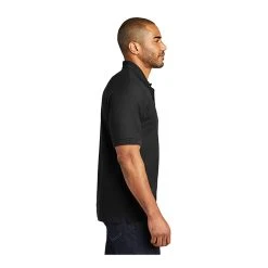 Port Authority Shirts: Men's K500P BLK Black Silk Touch Polo Pocket Shirt -Work Attire Shop 112 black 3 k500pblackmodelside3 337wedit