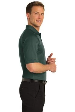 Port Authority Shirts: Men's K525 DGN Moisture-Wicking Dry Zone Dark Green Ottoman Polo Shirt -Work Attire Shop 1313 darkgreen 3 k525darkgreenmodelside2 337w