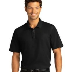 Port Authority Shirts: Men's K810 DBK Deep Black SuperPro React Polo Shirt