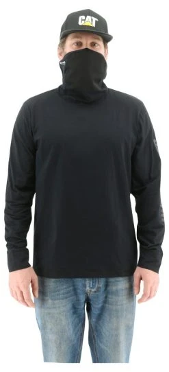 Cat Apparel: Men's 2511780 10121 Pitch Black Long Sleeve Viraloff Gaiter Tee