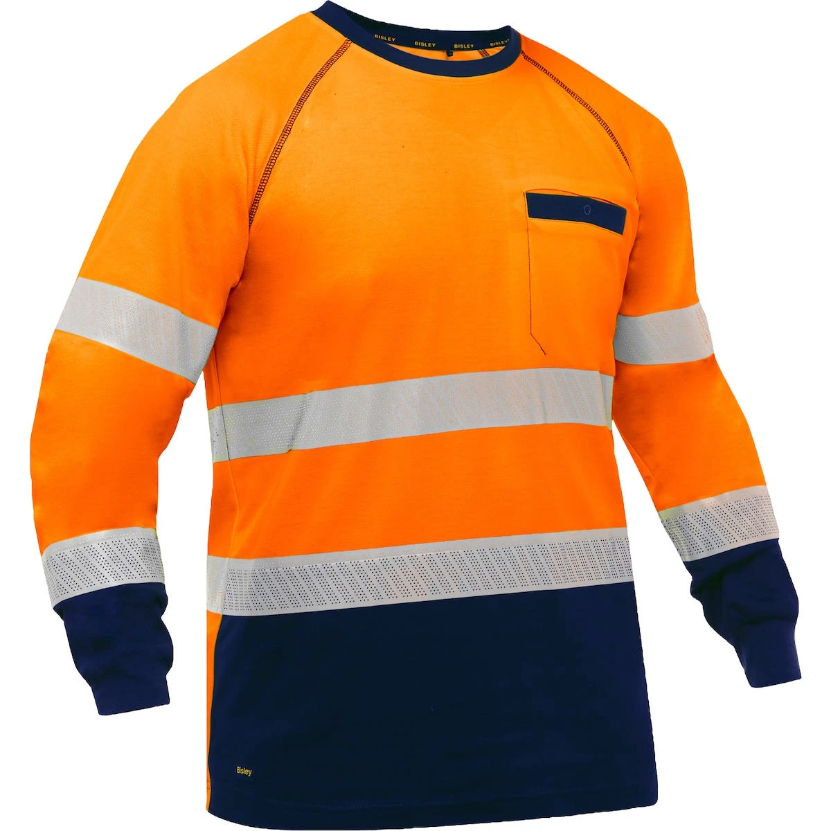 Bisley By PIP Shirts: Men's 313M6118T ON Orange Navy Bottom ANSI Type R Class 3 Long Sleeve Shirt 3 Bisley By PIP Shirts: Men's 313M6118T ON Orange Navy Bottom ANSI Type R Class 3 Long Sleeve Shirt