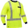 Bisley By PIP Shirts: Men's 313M6118X Y Yellow ANSI Type R Class 3 CSA Z96 X-Back Long Sleeve Shirt
