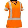 Bisley By PIP Shirts: Women's 313W1118H O Orange ANSI Type R Class 2 Short Sleeve V Neck T-Shirt -Work Attire Shop 313w1118h o omf