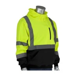 PIP Sweatshirts: Men's 323 1350B LY Hi-Vis Yellow ANSI Type R Class 3 Hooded Pullover Sweatshirt