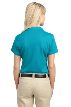 Port Authority Shirts: Women's L527 DTB Deep Teal Blue Ladies Tech Pique Polo -Work Attire Shop 4725 deeptealblue 2 l527deeptealbluemodelback 1200w