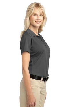 Port Authority Shirts: Women's L527 GS Grey Smoke Tech Pique Polo -Work Attire Shop 4725 greysmoke 3 l527greysmokemodelside 337w