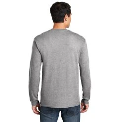 Gildan Shirt: Men's 5400 SG Sport Grey Heavy Cotton Long Sleeve 9 Gildan Shirt: Men's 5400 SG Sport Grey Heavy Cotton Long Sleeve -Work Attire Shop 5400 sportgrey model back