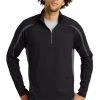Sport-TeK Sweatshirts: Men's ST851 BCG Black Charcoal Grey Stretch 1/2-Zip Colorblock Pullover -Work Attire Shop 5496 blkchrgy 1 st851blkchrgymodelfront1 337w