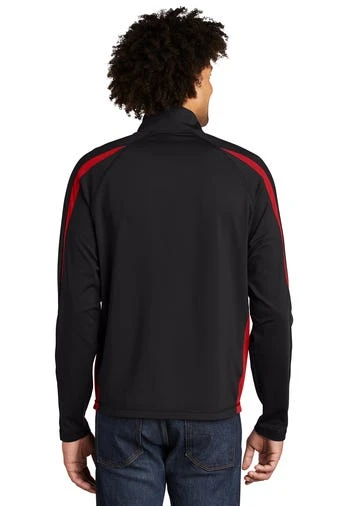 Sport-TeK Sweatshirts: Men's ST851 BTR Black True Red Stretch 1/2-Zip Colorblock Pullover 6 Sport-TeK Sweatshirts: Men's ST851 BTR Black True Red Stretch 1/2-Zip Colorblock Pullover - Image 4