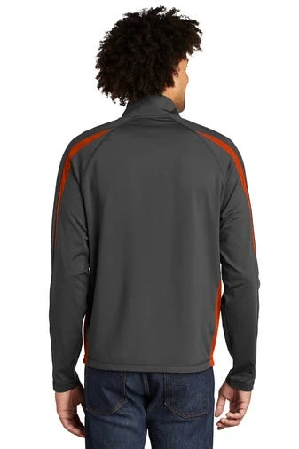 Sport-TeK Sweatshirts: Men's ST851 CGDO Charcoal Grey Deep Orange Stretch 1/2-Zip Colorblock Pullover 6 Sport-TeK Sweatshirts: Men's ST851 CGDO Charcoal Grey Deep Orange Stretch 1/2-Zip Colorblock Pullover - Image 4