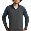 Sport-TeK Sweatshirts: Men's ST851 CGTR Charcoal Grey True Royal Stretch 1/2-Zip Colorblock Pullover 1 Sport-TeK Sweatshirts: Men's ST851 CGTR Charcoal Grey True Royal Stretch 1/2-Zip Colorblock Pullover -Work Attire Shop 5496 chgytrry 1 st851chgytrrymodelfront1 337w