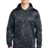 Sport-Teck Sweatshirts: Men's ST240 DSG Dark Smoke Grey Sport-Wick CamoHex Fleece Hooded Pullover -Work Attire Shop 6647 dksmkgy 1 st240dksmkgymodelfront1 337w